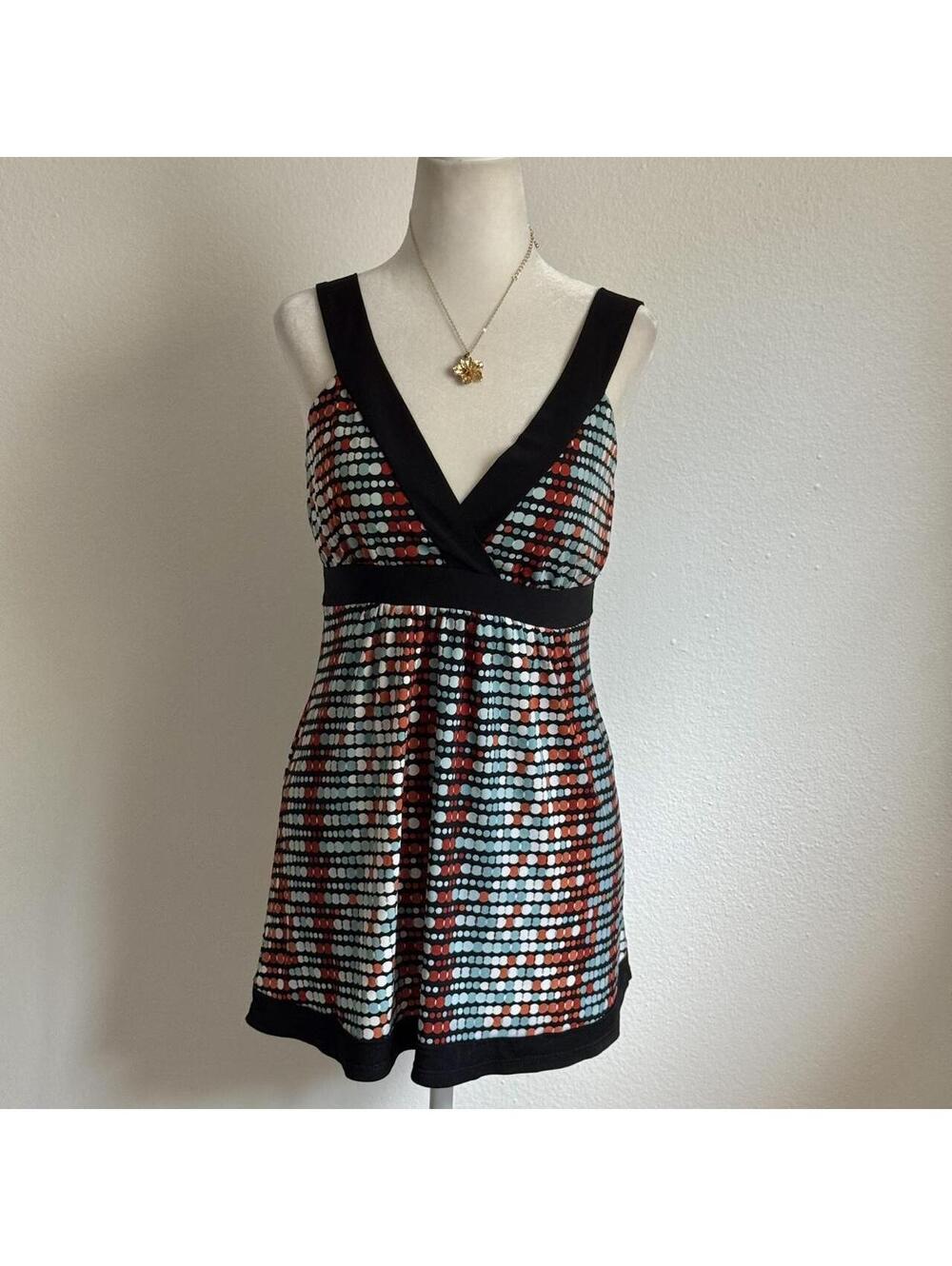 ੈ✩‧₊˚y2k retro style babydoll blue and orange dotted blouse